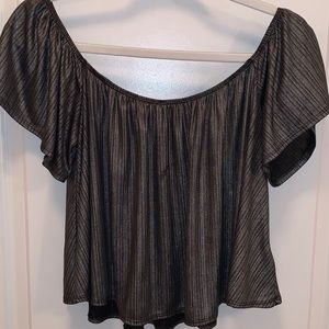 Ecote Off shoulder black shimmer blouse